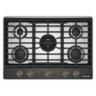 30-inch gas cooktop featuring five burners with an integrated wok grate and premium weighted knobs, part of Cooktops, Gas Cooktops, Kitchen & Kitchenware, All Products, KitchenAid, Appliances, Ranges & Cooktops collections.