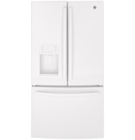 White French door refrigerator with bottom freezer drawer and built-in water and ice dispenser in Appliances collection