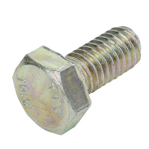 Close-up of a metallic hex head cap screw, a hardware part ideal for John Deere tools and equipment repairs