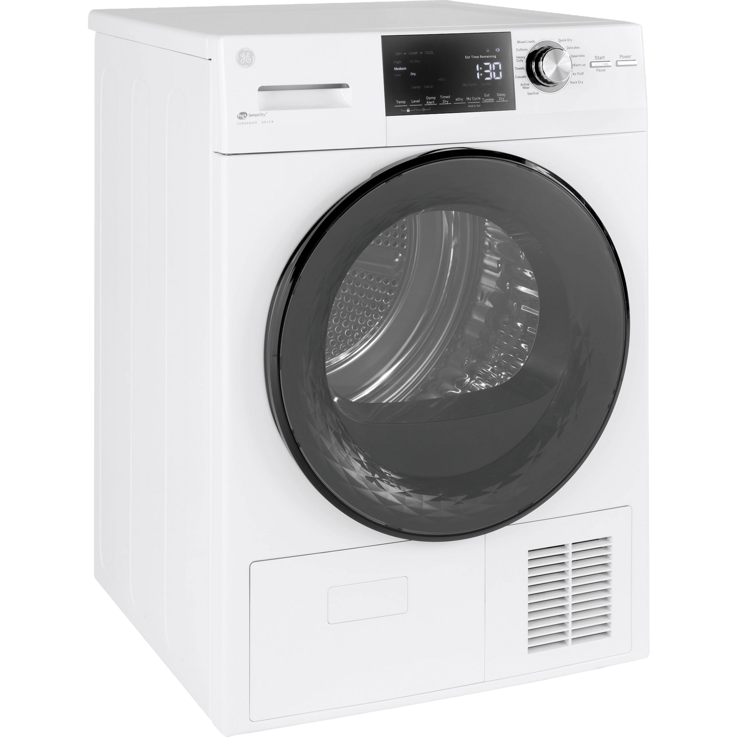 GE® ENERGY STAR® 24" 4.1 Cu.Ft. Front Load Ventless Condenser Electric Dryer with Stainless Steel Basket