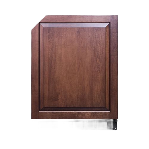 Built-in refrigerator-freezer with wood panel front, left-hand door swing, and front ventilation in kitchen appliances collection