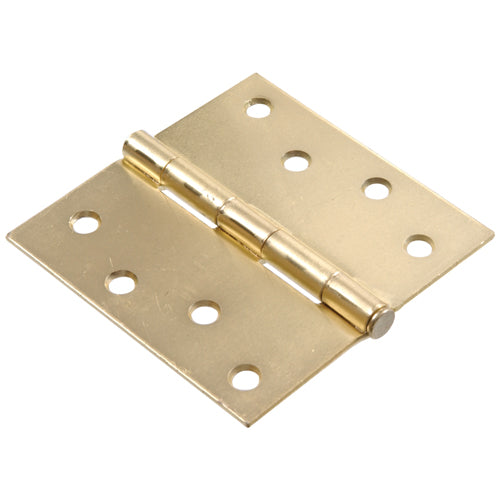 Satin brass square corner door hinge with full mortise design for residential home improvement projects