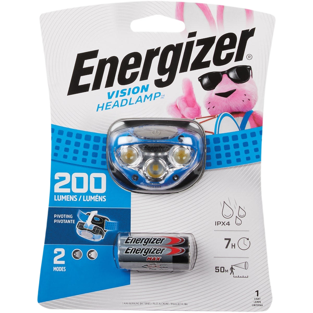 Compact Energizer Vision LED headlamp with adjustable beam, two lighting modes, and included battery for home improvement tasks