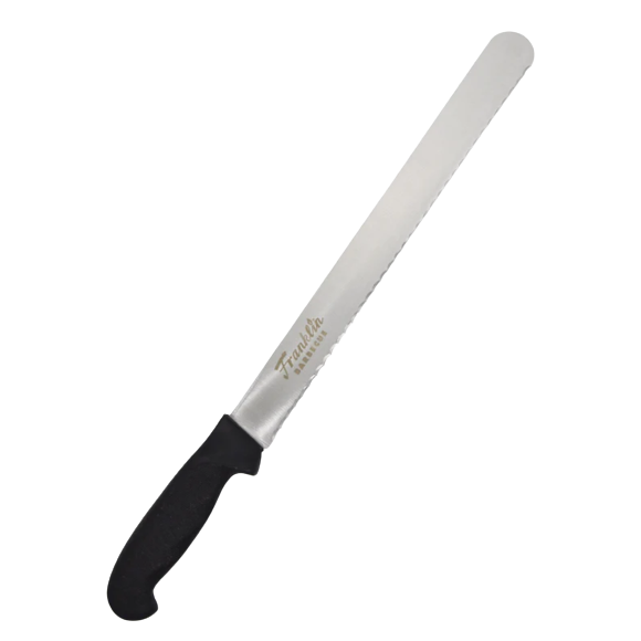 12-inch slicing knife with black ergonomic handle for grill accessories and outdoor cooking tools collections