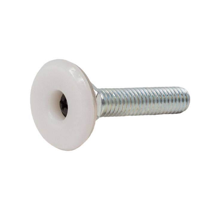Threaded metal swivel leveler with white nylon base for furniture from Cabinet & Furniture Hardware collection under $50