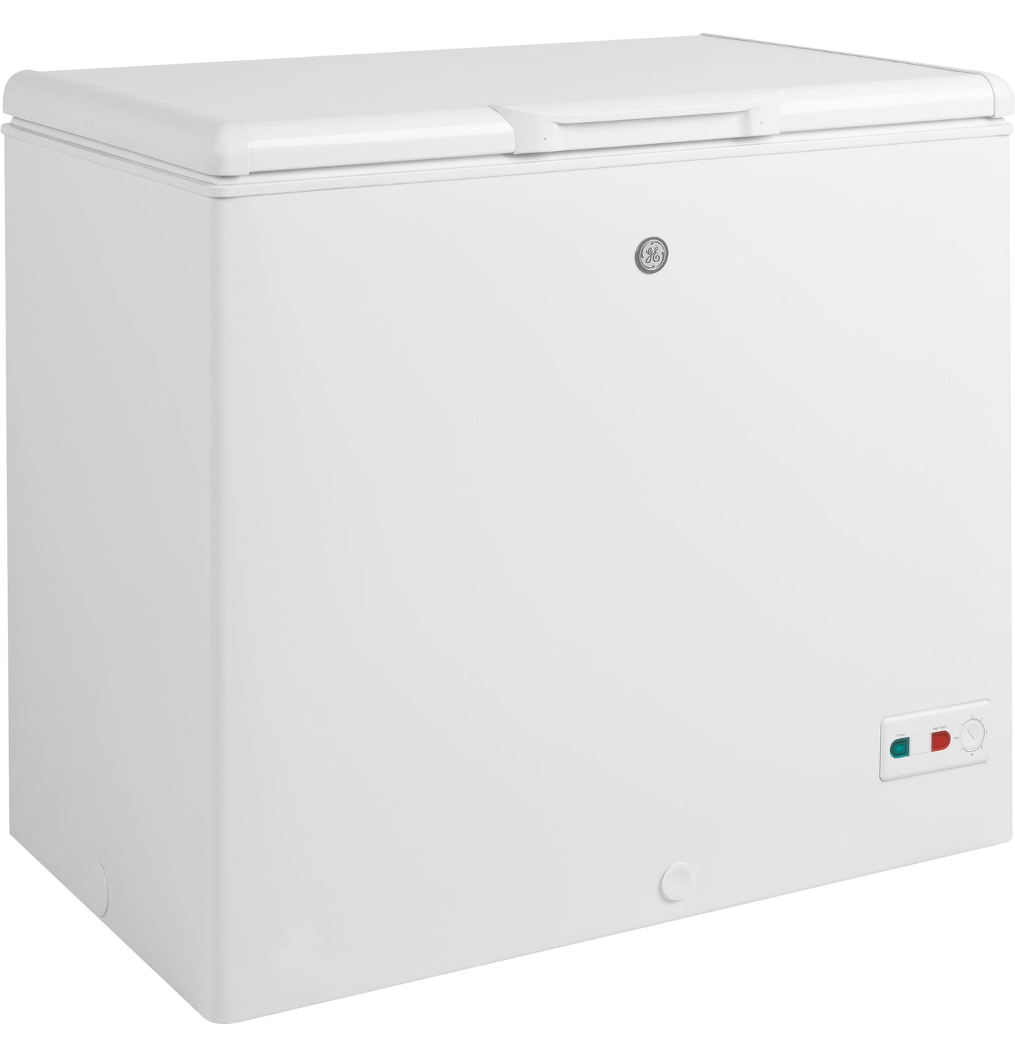 White manual defrost chest freezer with simple control panel, suitable for kitchen and home appliance storage needs