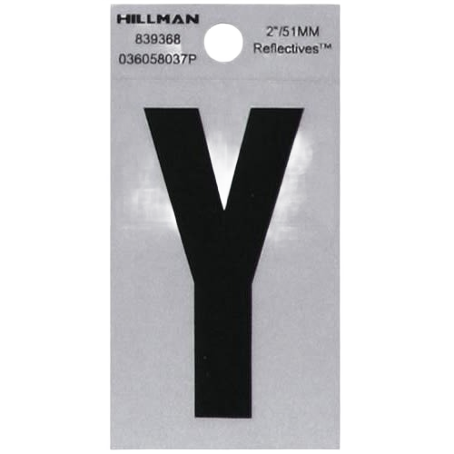 Black reflective Mylar letter Y sticker with square cut edges for tools and home improvement projects