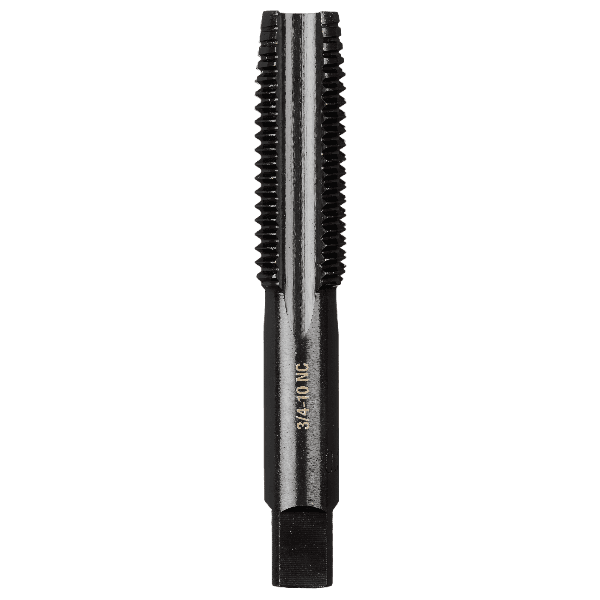 Metal straight flute plug tap with 3/4"-10 NC threading for precise threading in tools and home improvement projects