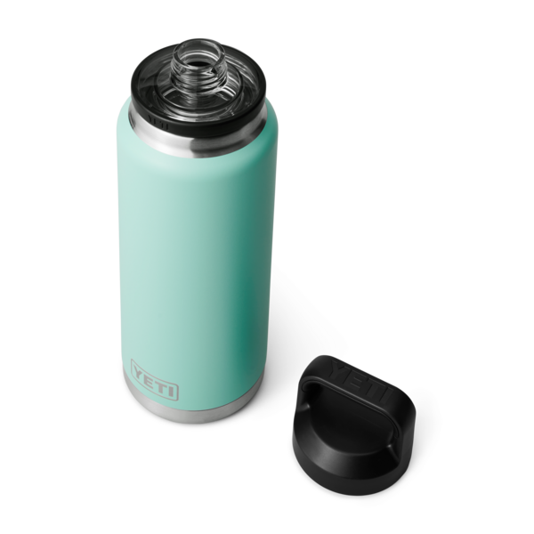 Matte light teal insulated 36 oz bottle with black chug cap off to the side from Drinkware and Kitchen & Kitchenware collections under $100