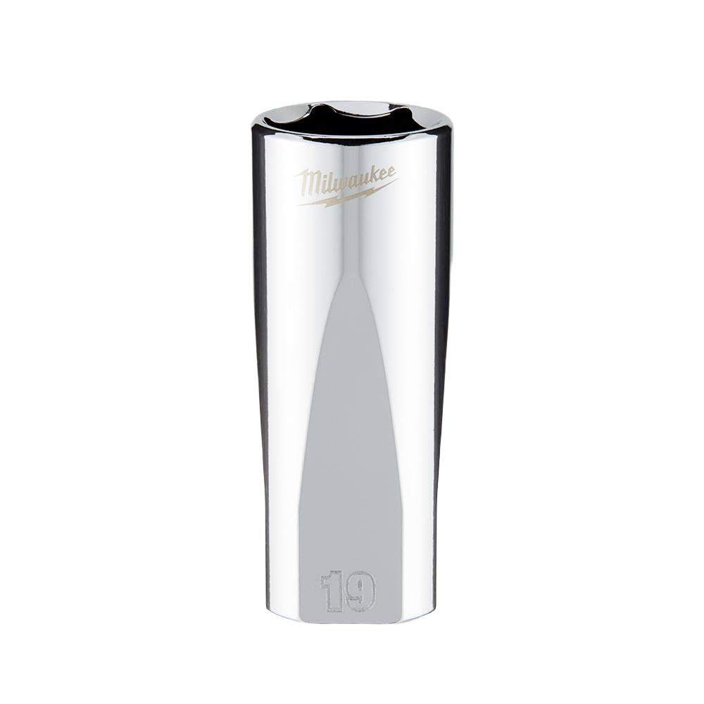Polished 19mm 6-point deep socket with FOUR FLAT™ sides for home improvement and hand tools collections under $50