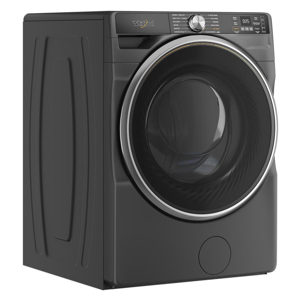 Black smart front load washer with digital controls from the Washers & Dryers category for home improvement