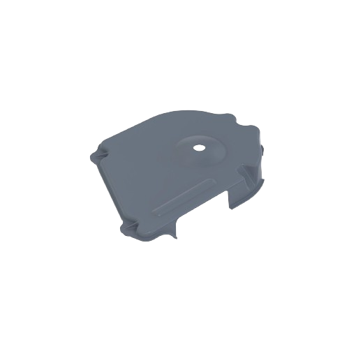 Gray plastic cover piece with a central hole, designed for outdoor equipment maintenance and replacement parts.