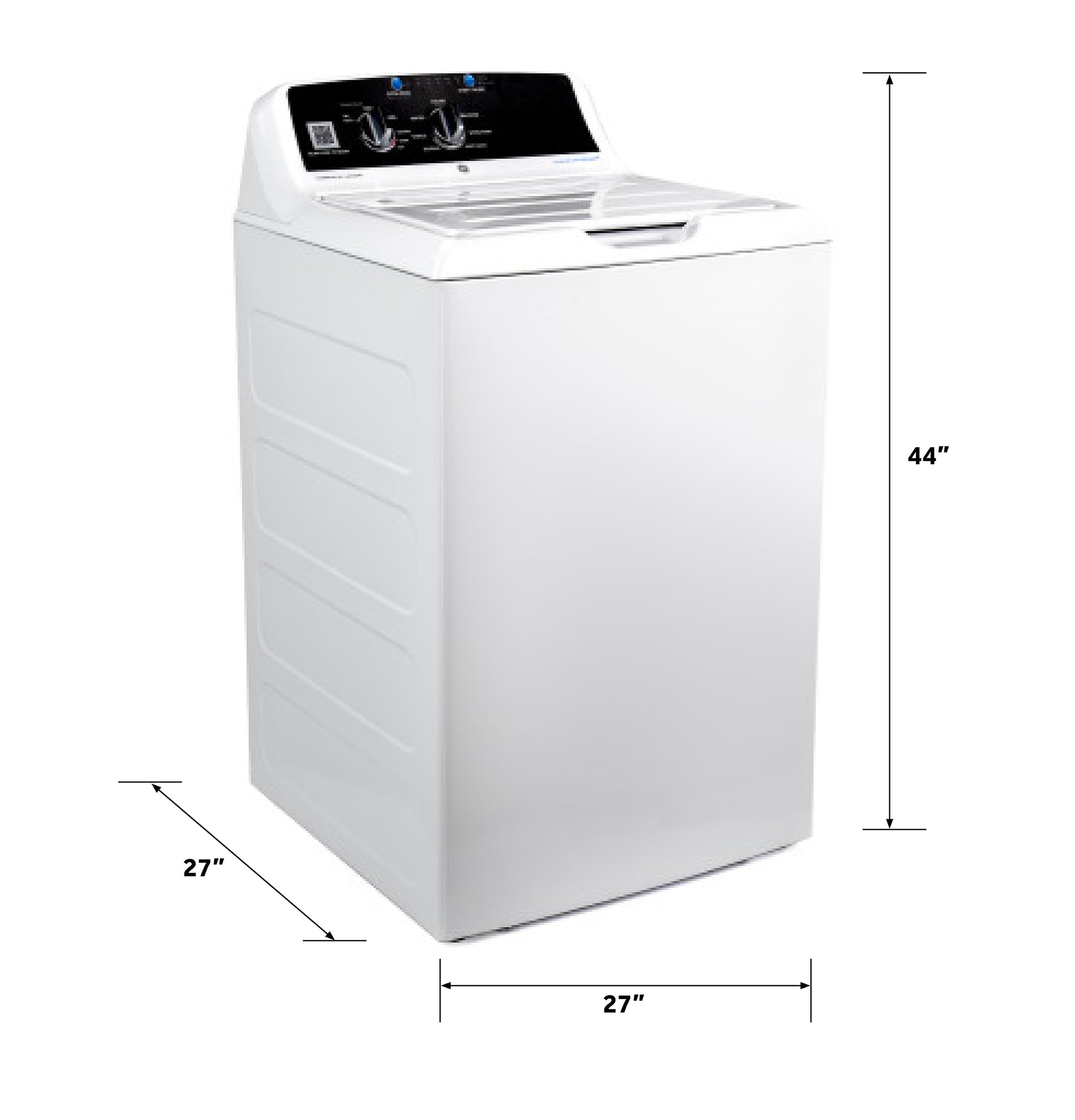 White top load commercial washer with stainless steel basket and digital control panel from washers collection