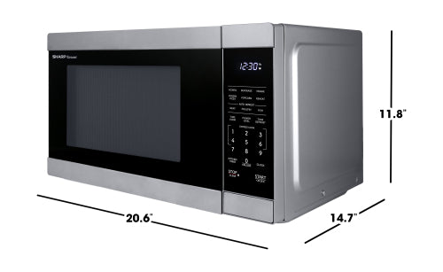 Mid-size stainless steel microwave with digital display and touch controls from kitchen appliances collection