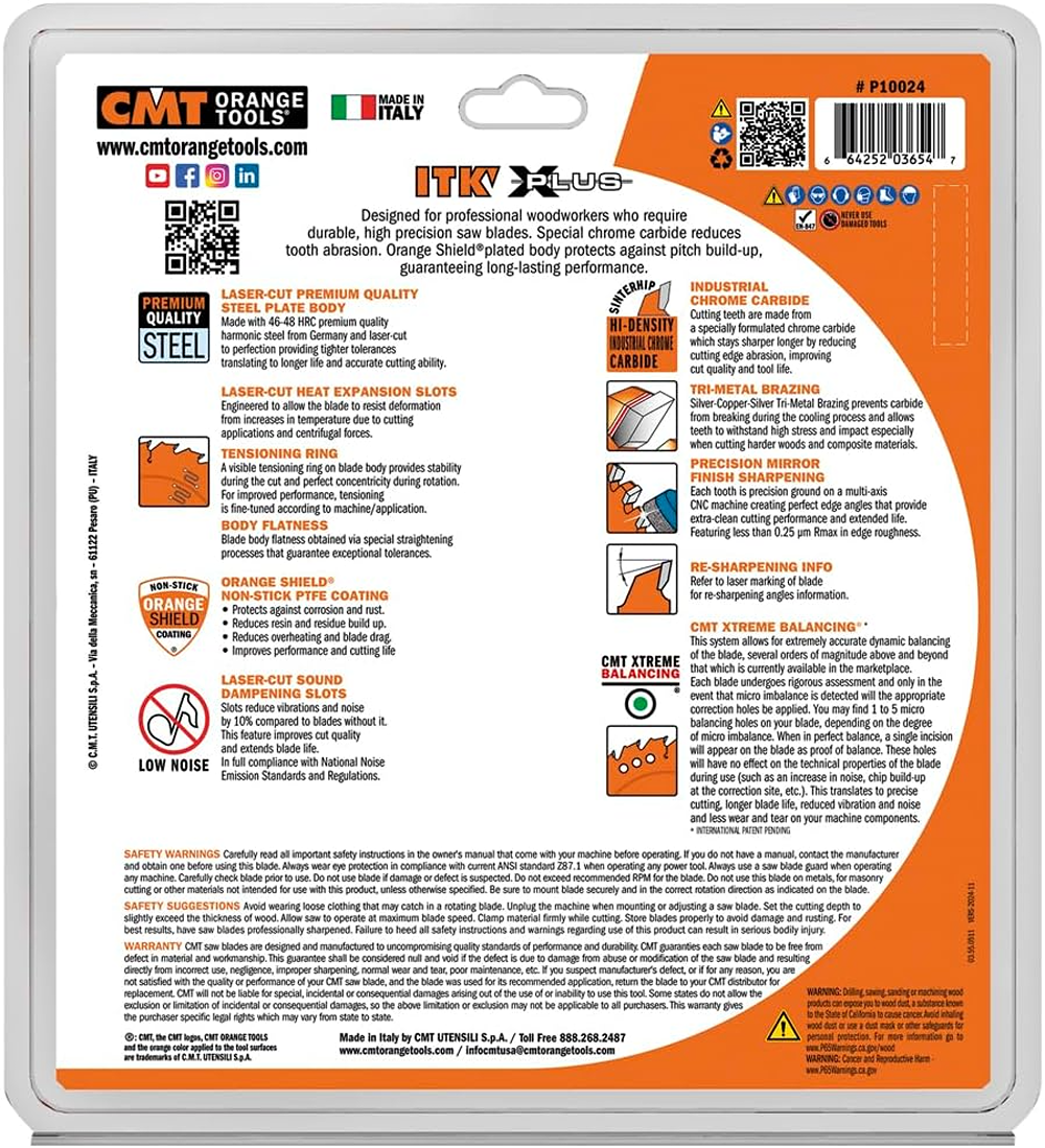 CMT Orange Tools 10" 24T Itk-Xplus® Ripping Saw Blade