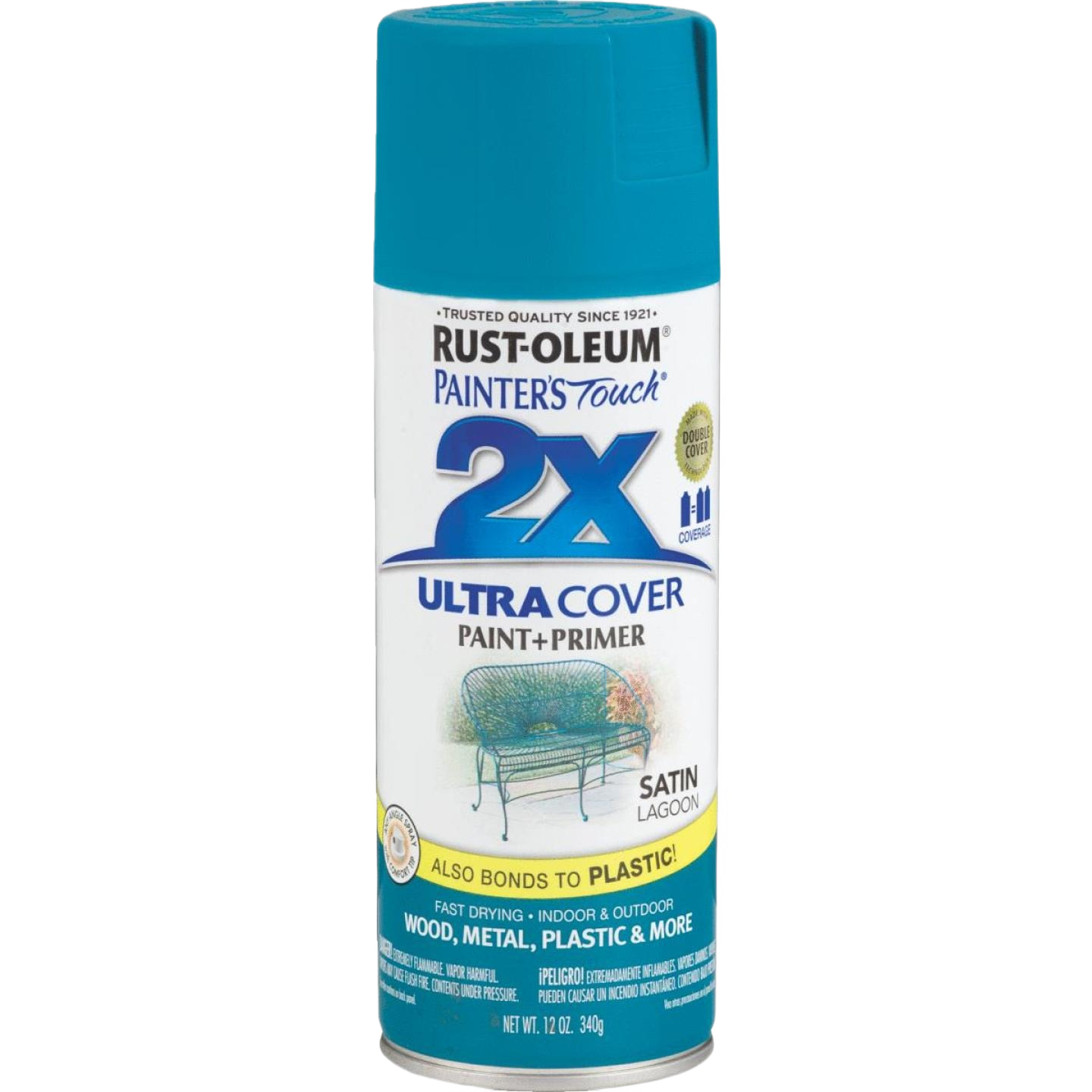 12 oz Rust-Oleum satin lagoon spray paint and primer for wood, metal, and plastic in Home Improvement collections under $50
