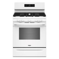 30-inch white gas range with black grates and digital control panel in ranges and kitchenware collection