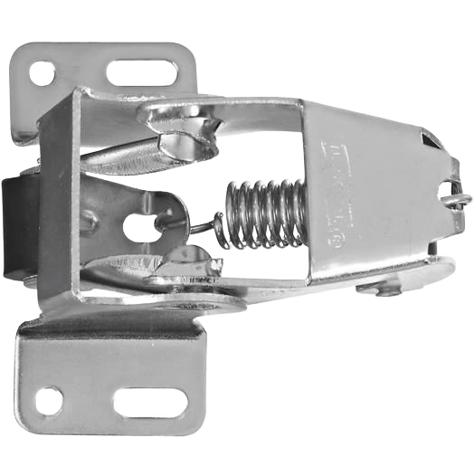 Zinc-plated steel screen door catch with spring mechanism and rubber rollers for smooth closing in door hardware collections