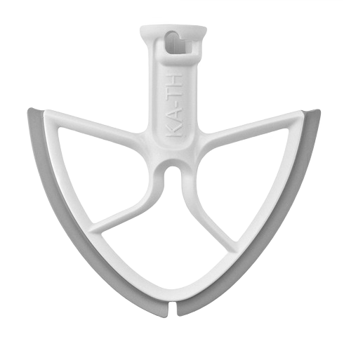 White plastic and gray silicone beater blade attachment designed for use with 4.5 to 5 quart tilt-head mixers in home improvement tasks