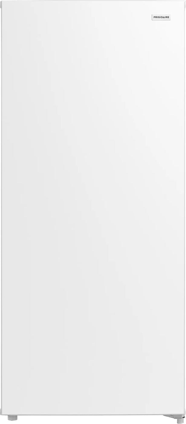 Tall white upright freezer with a smooth front panel and brand logo, suitable for Freezers & Ice Makers, Upright Freezers, and Appliances collections.