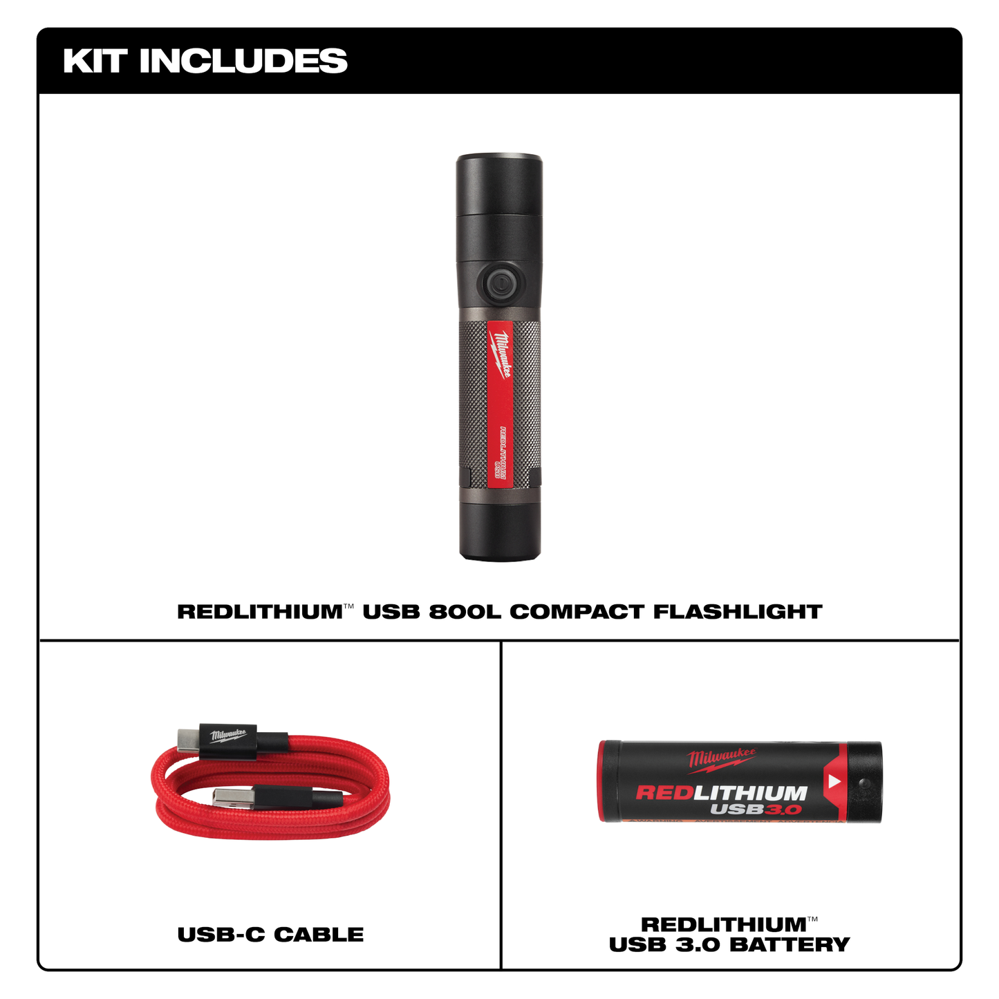 Milwaukee USB Rechargeable 800L Compact Flashlight