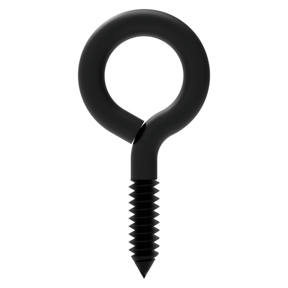 Black lag screw eye with round closed loop for secure attachment in hardware, hooks, and fasteners under $50 tools