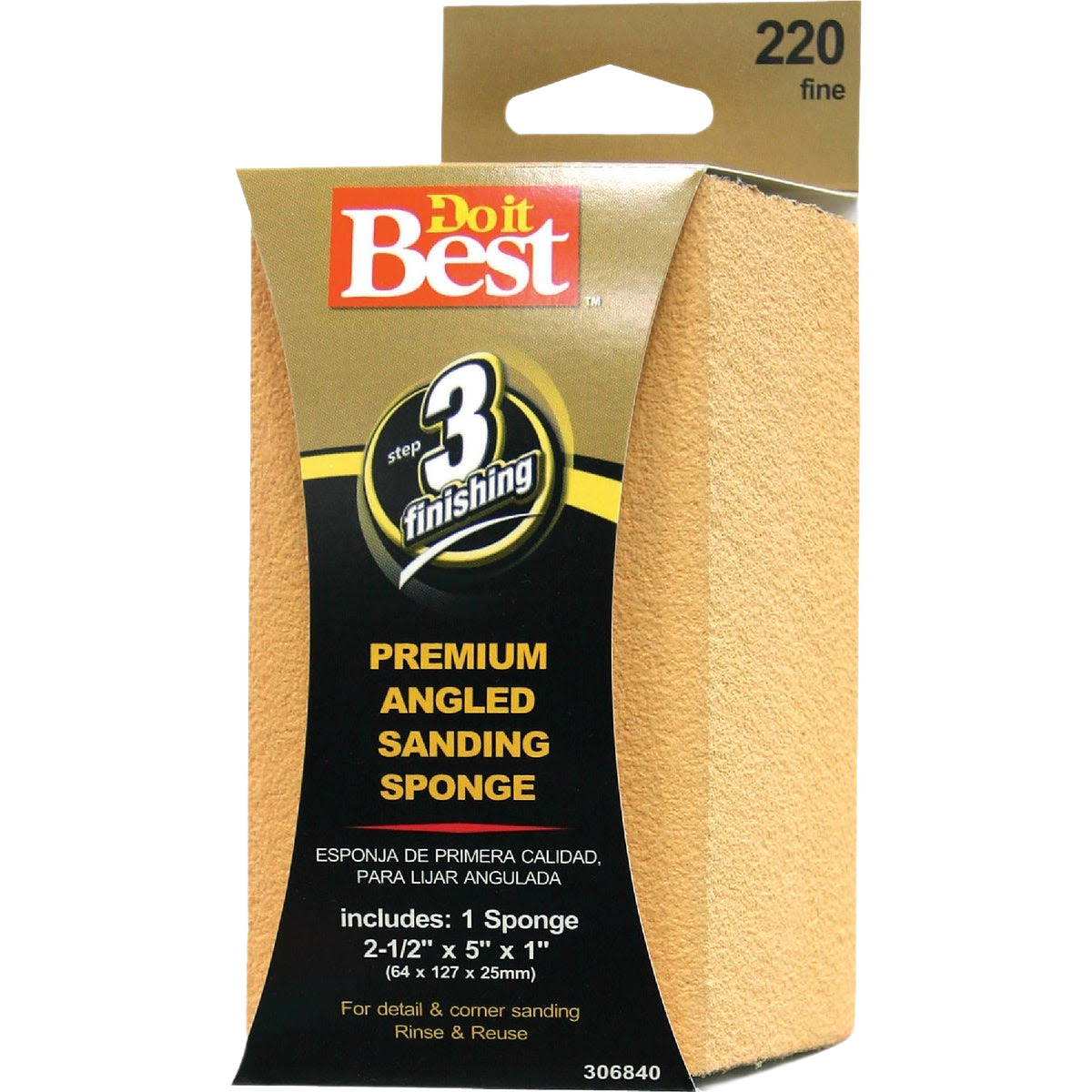Do it Best premium angled sanding sponge with 220-grit for detailed corner sanding in home improvement under $50 collections