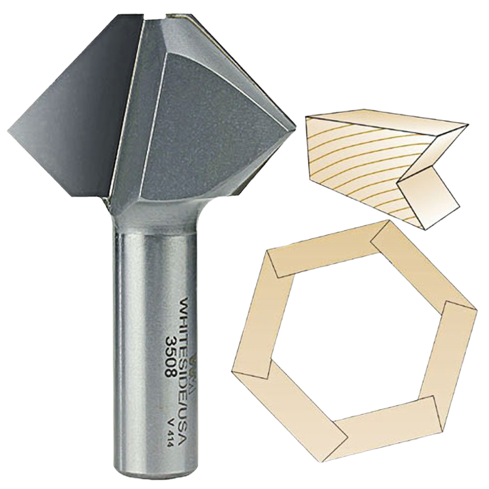 Multi-sided router bit with 1/2 inch shank for precise woodworking joints in tool accessories and drill bits collections