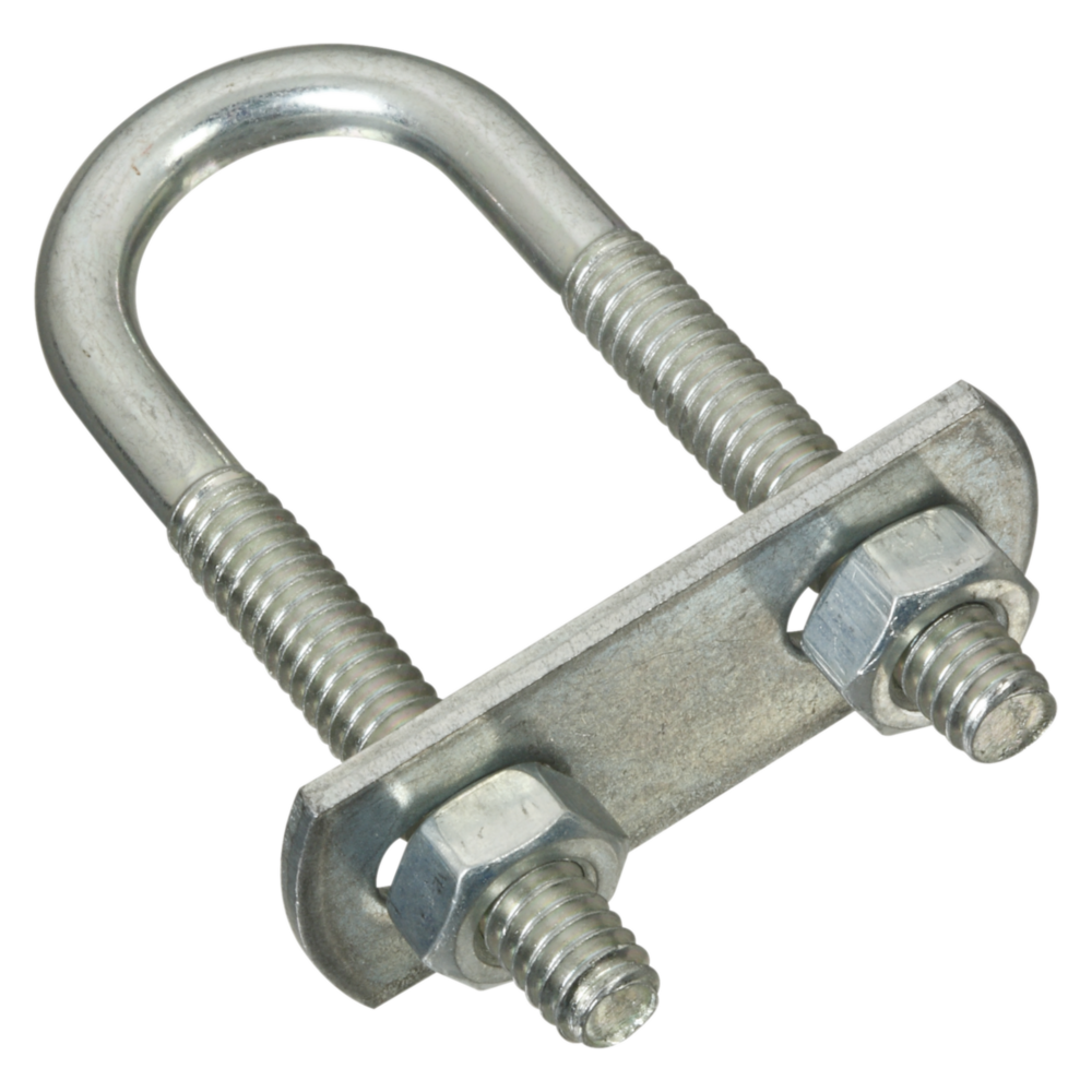 Zinc-plated round U bolt with threaded ends and hex nuts for fastening in hardware and fasteners under $50 collection