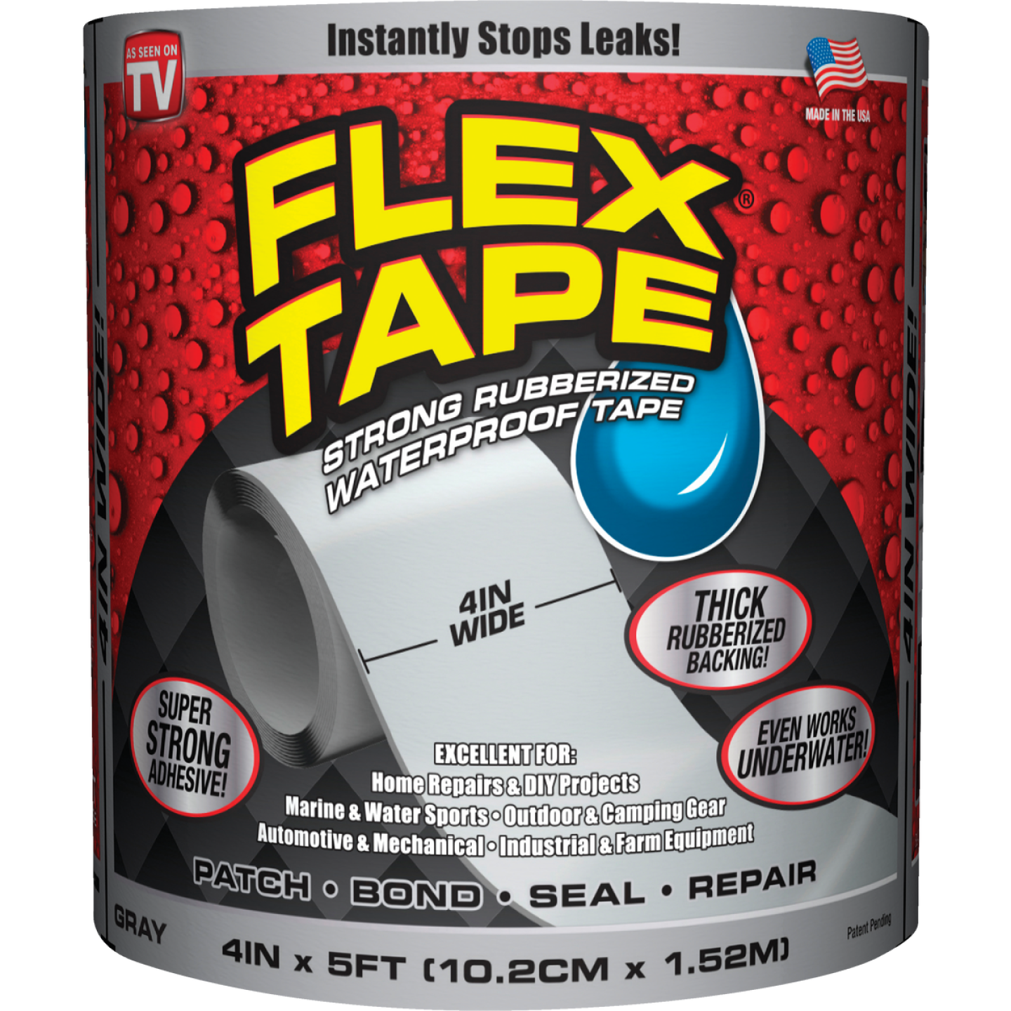 Gray waterproof repair tape with thick rubber backing for home repairs, sealing, and waterproofing projects under $50 collection.