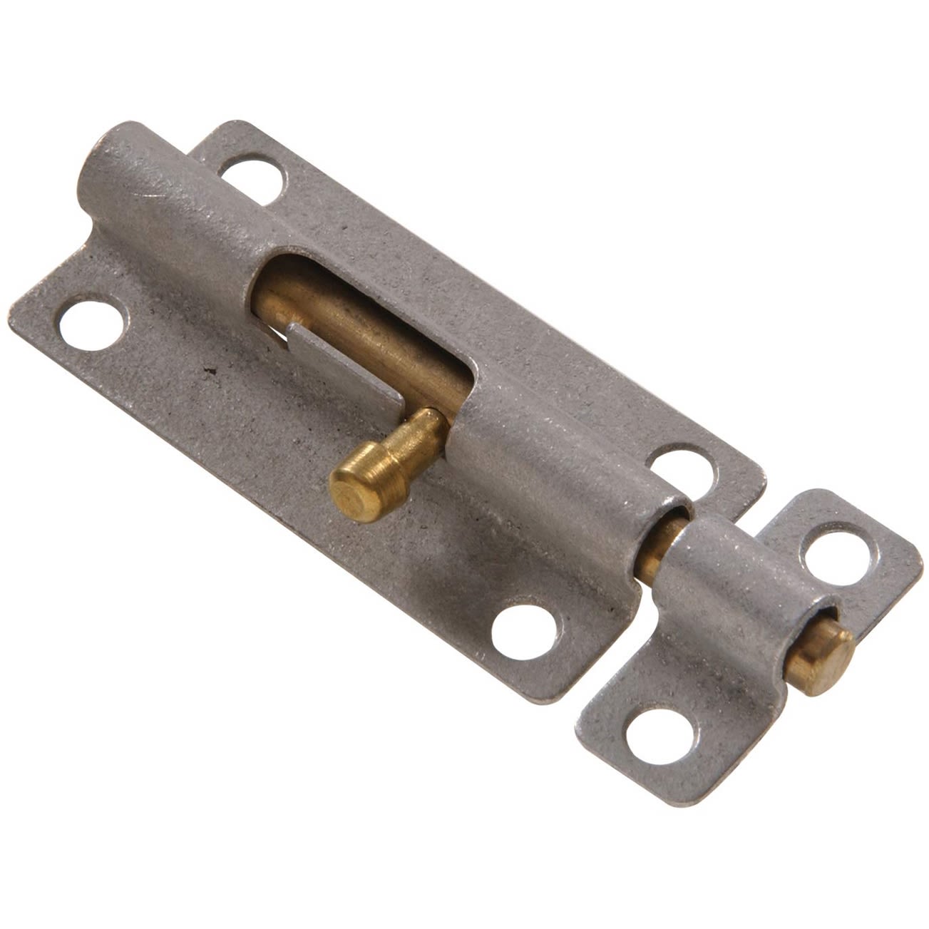 Galvanized steel barrel bolt with brass sliding pin for secure locking in Home Improvement and Hardware projects under $50