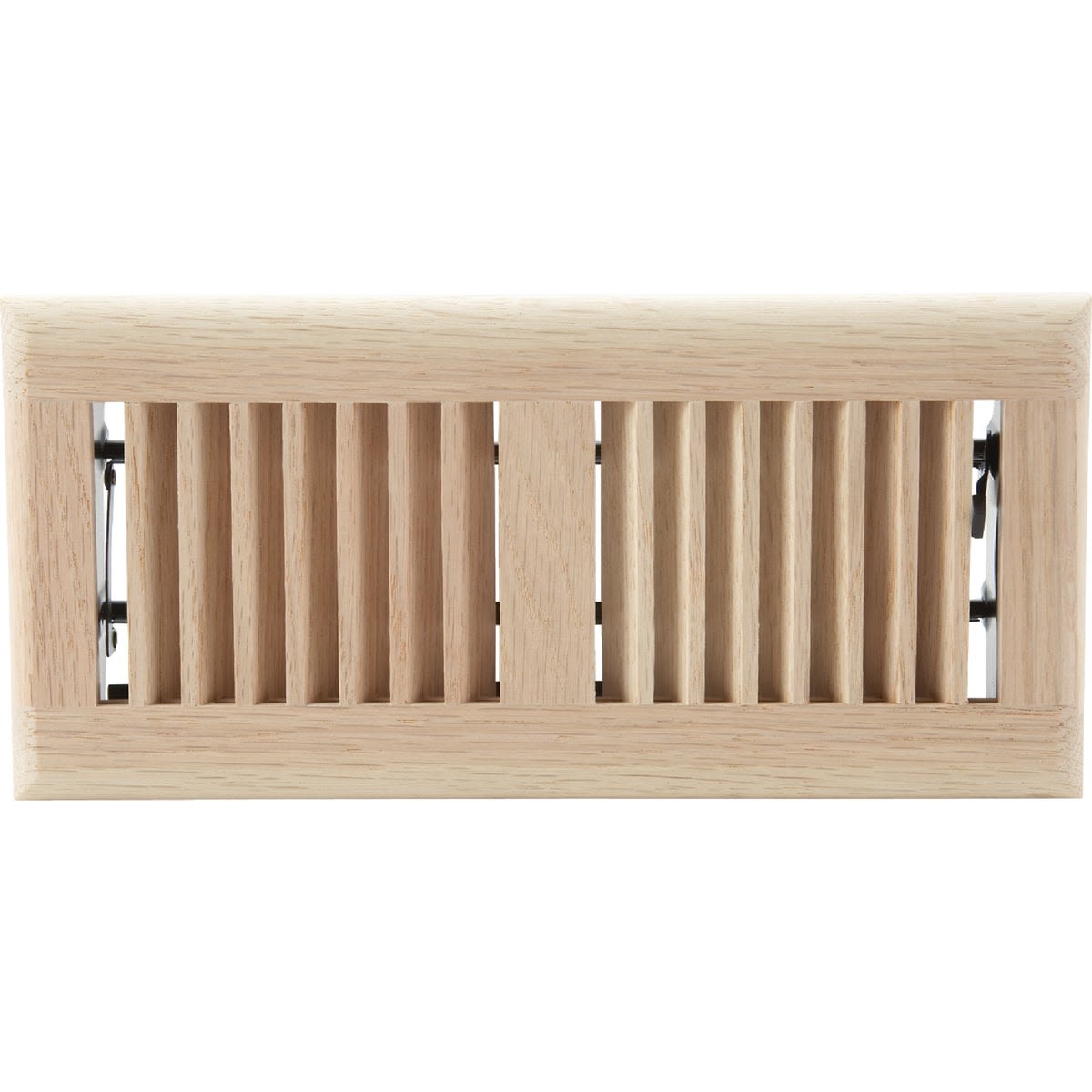 Natural oak floor vent register with adjustable diffuser slats for home improvement air flow control