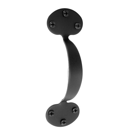 Matte black iron door pull with rounded ends and six screws for hardware and home improvement projects under $50 collections