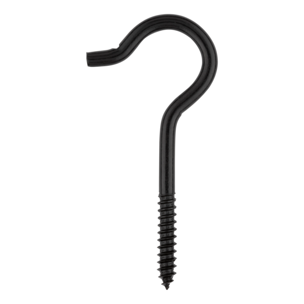 Black storm shine finish screw-in ceiling hook for hanging and storage in home improvement and garage organization under $50 collection