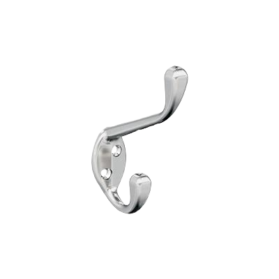 Polished chrome two-prong wall hook for bathroom, storage, and organization in home improvement collections under $50