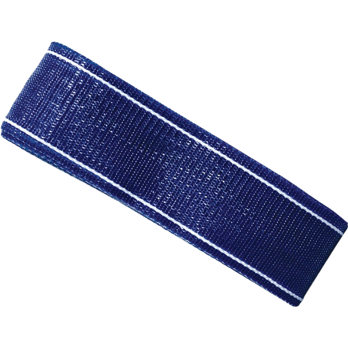 Blue and white polypropylene outdoor chair webbing designed for patio furniture and lawn and garden repairs.