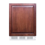 Built-in all-refrigerator with decorative wooden panel and ventilation grille for kitchen and appliance use