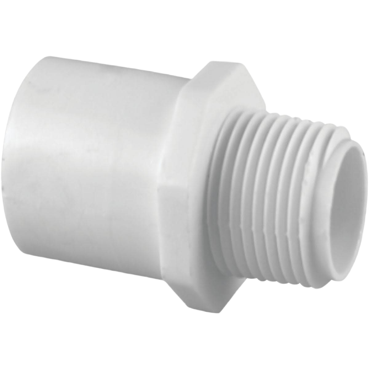 White PVC pressure fitting with male and female threads for plumbing and pipes and fittings collections