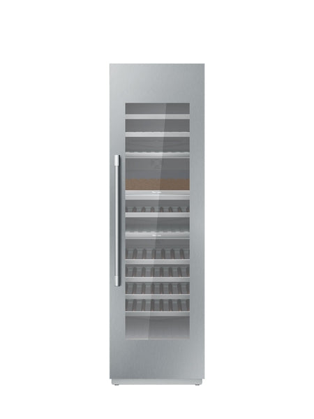 Built-in 24-inch wine cooler with glass door, stainless steel handle, and adjustable shelves in Kitchen & Appliances collections