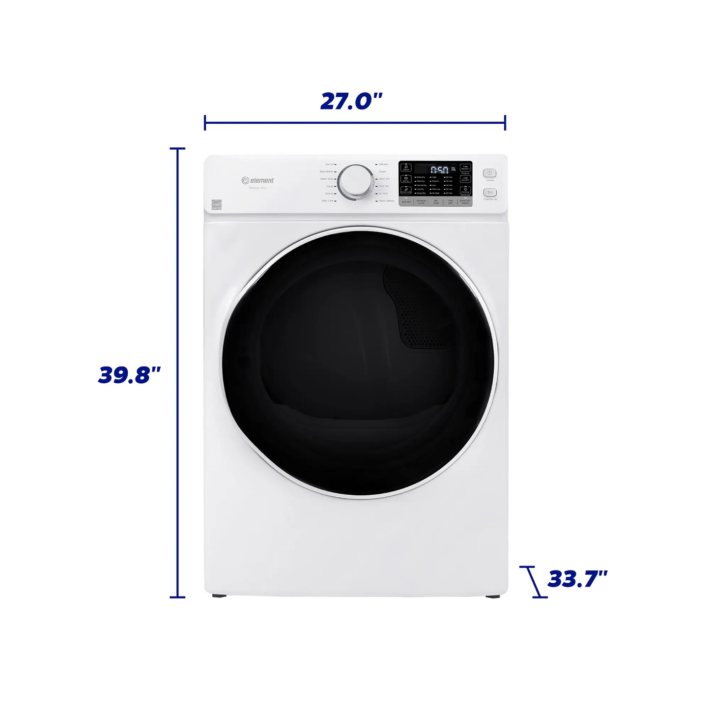 Element Electronics 8.0 cu. ft. Front Load Electric Dryer - White (EFD8027EBW)