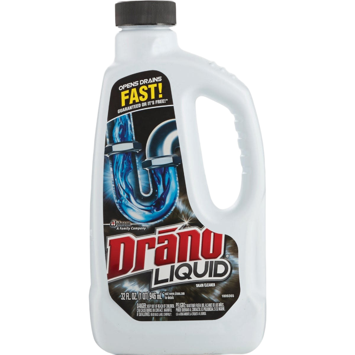 32 oz liquid drain cleaner for clearing clogs caused by hair and organic debris in plumbing systems