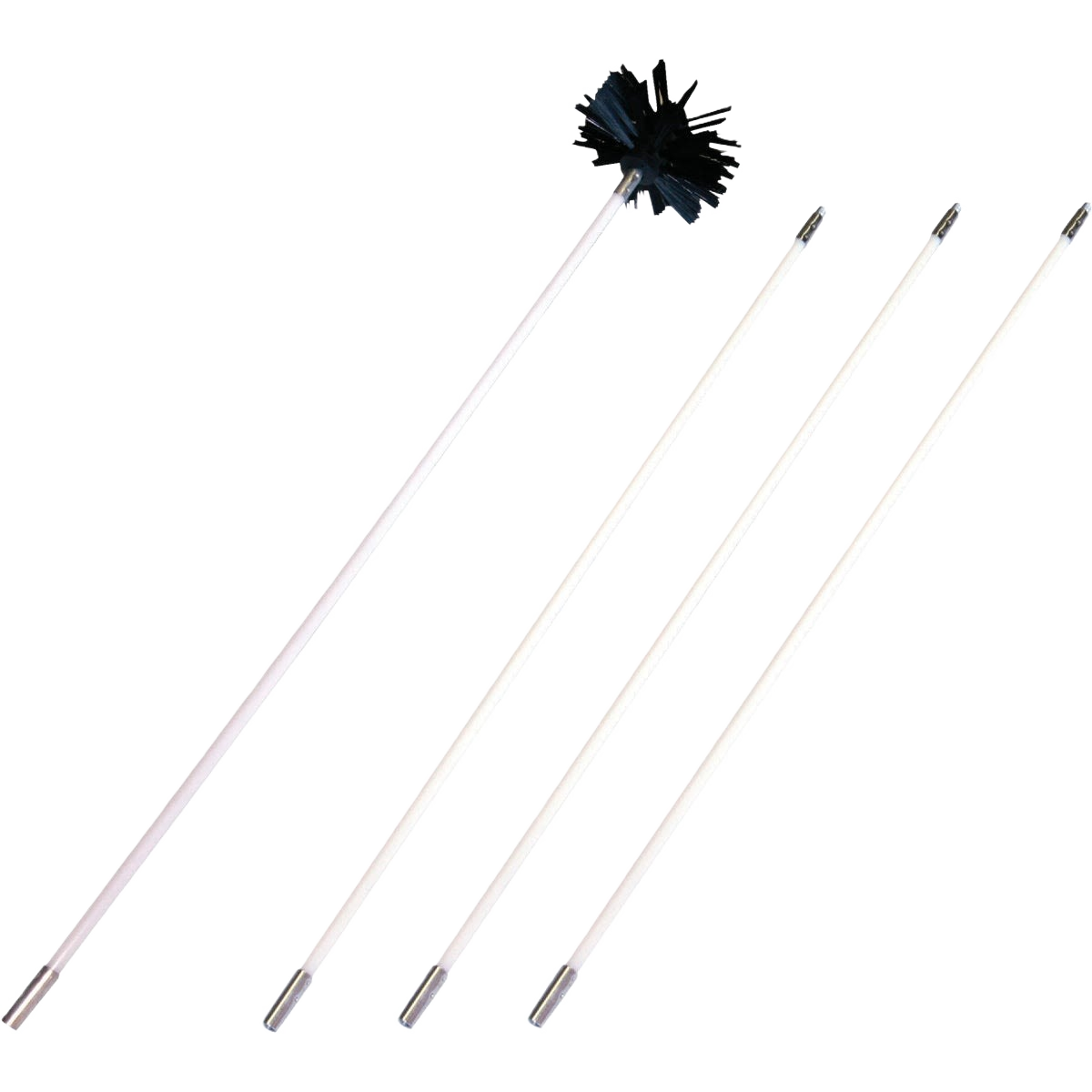 Set of metal extension rods with a black brush head for drill-powered dryer vent cleaning tools under $100 appliance parts.