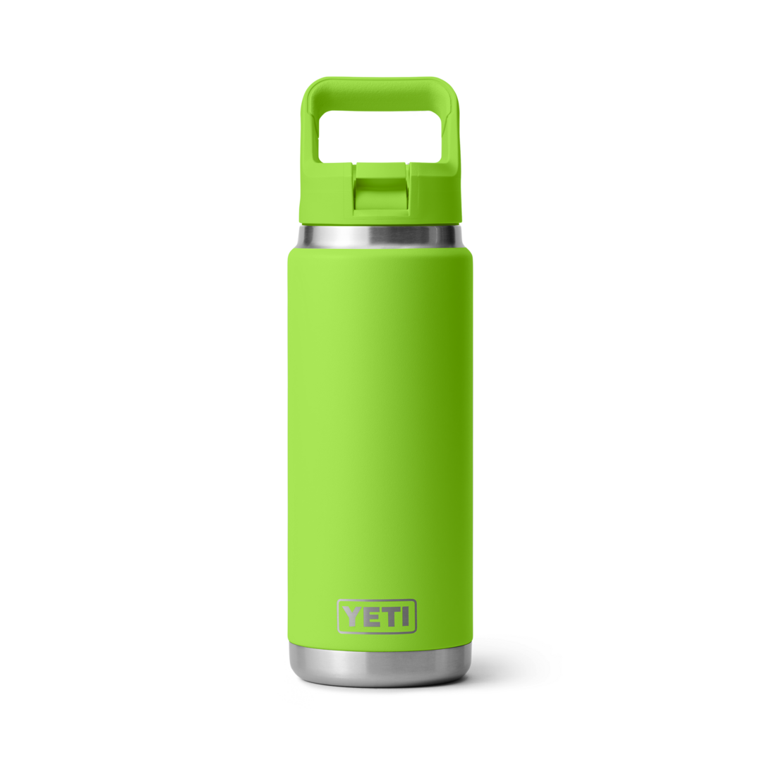 Bright lime green stainless steel 26 oz bottle with durable handle and straw cap from Drinkware and Kitchen collections