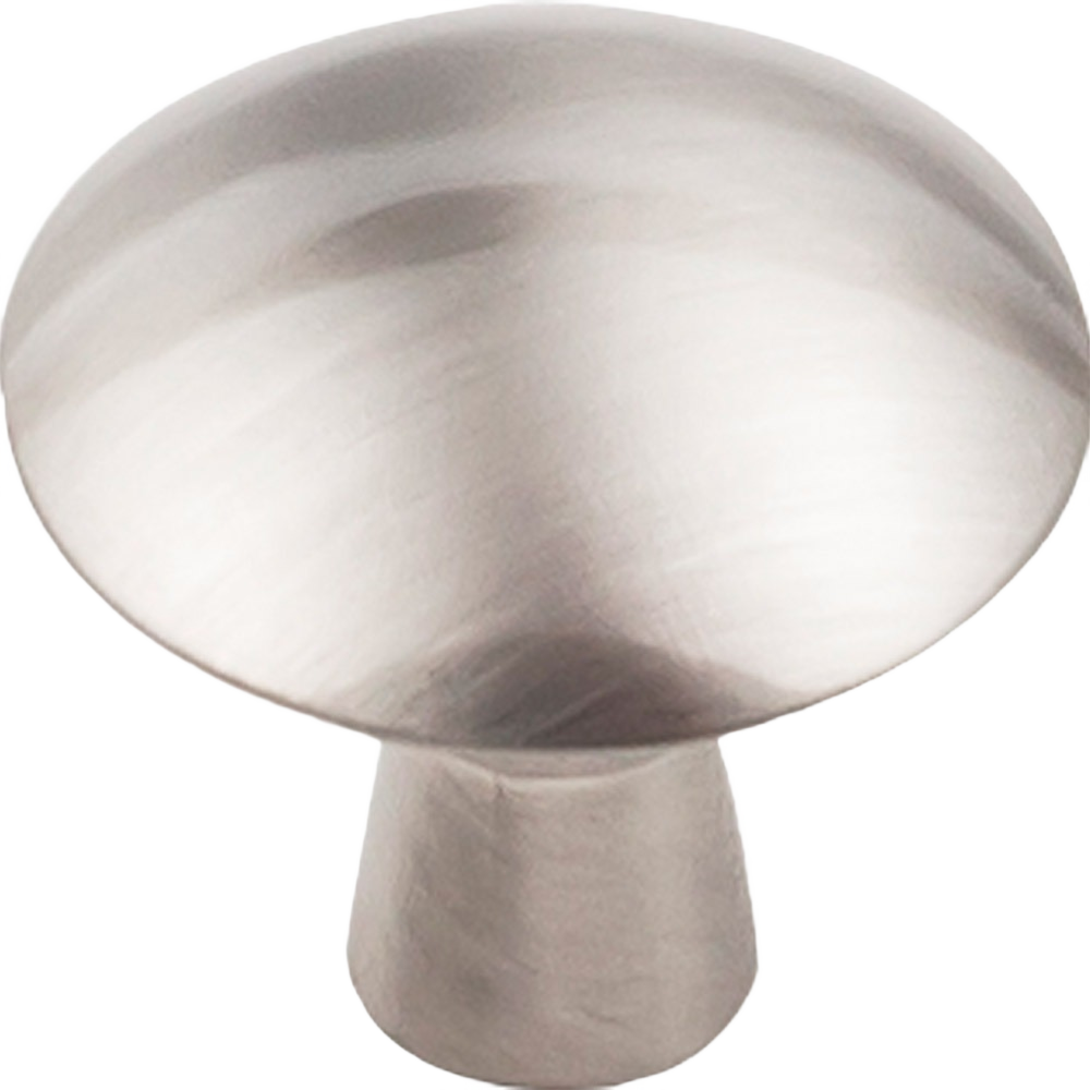Satin nickel cabinet knob with rounded top and smooth finish for furniture hardware and home improvement collections