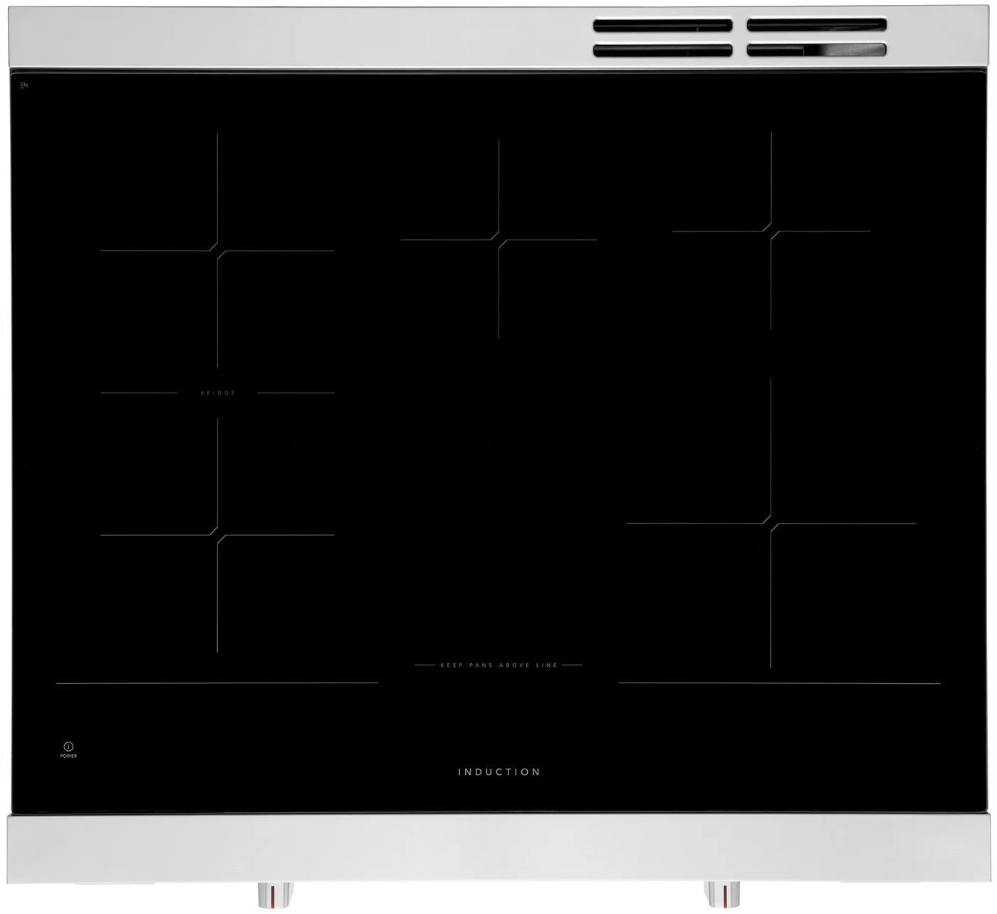 Top view of black 30-inch induction cooktop with sleek stainless steel trim from Kitchen & Kitchenware collection