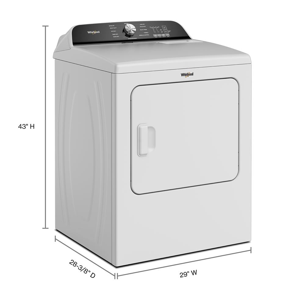 White Whirlpool top load gas dryer featuring moisture sensor and digital control panel from Dryers and Gas Dryers collections