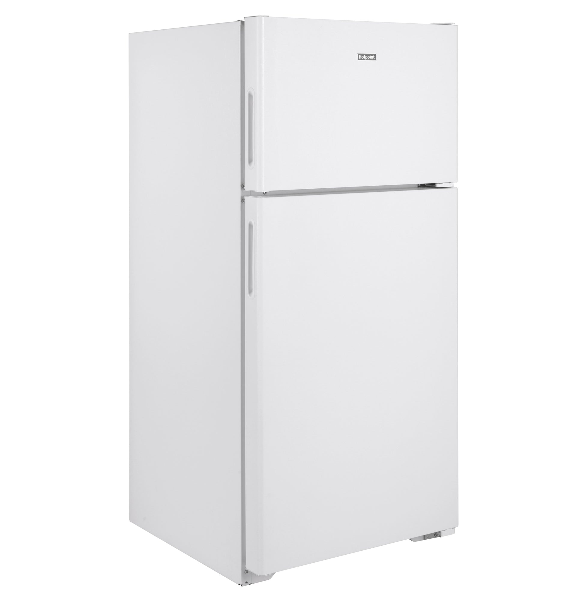 White recessed handle top-freezer refrigerator in kitchen appliances collection for efficient food storage
