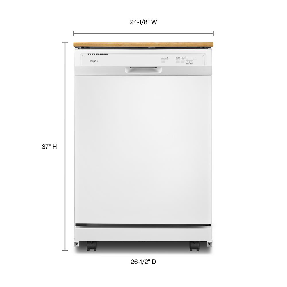 White freestanding dishwasher with control panel and heavy-duty wash cycle in Kitchen & Kitchenware collection