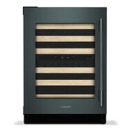 24-Inch Undercounter Wine Cellar with Left Door Swing and 46-Bottle Capacity and Full-Extension Wood-Front Racks in Juniper