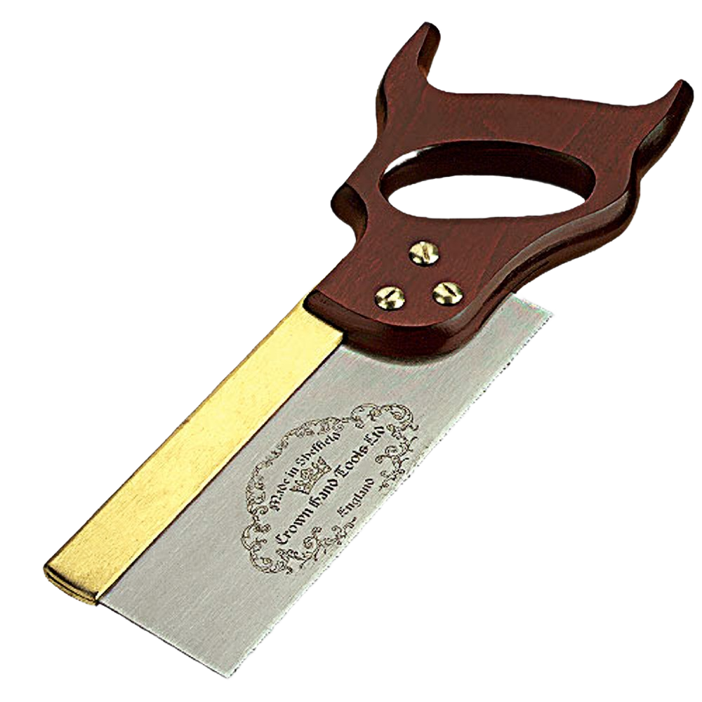 Hand saw with polished wooden handle and brass-backed blade for precise woodworking in tools and home improvement projects